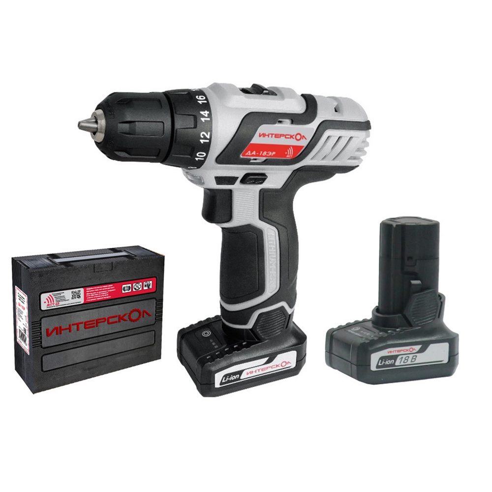 Шуруповерт аккумуляторный ИНТЕРСКОЛ ДА-18 ЭР(1,5ач)