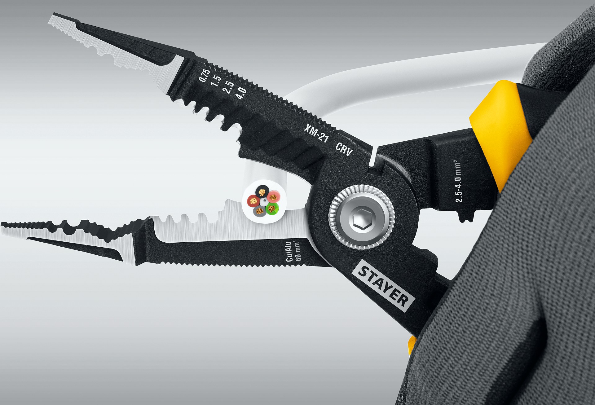 STAYER HERCULES XM-21, 4в1 электромонтажные клещи (23342-21)