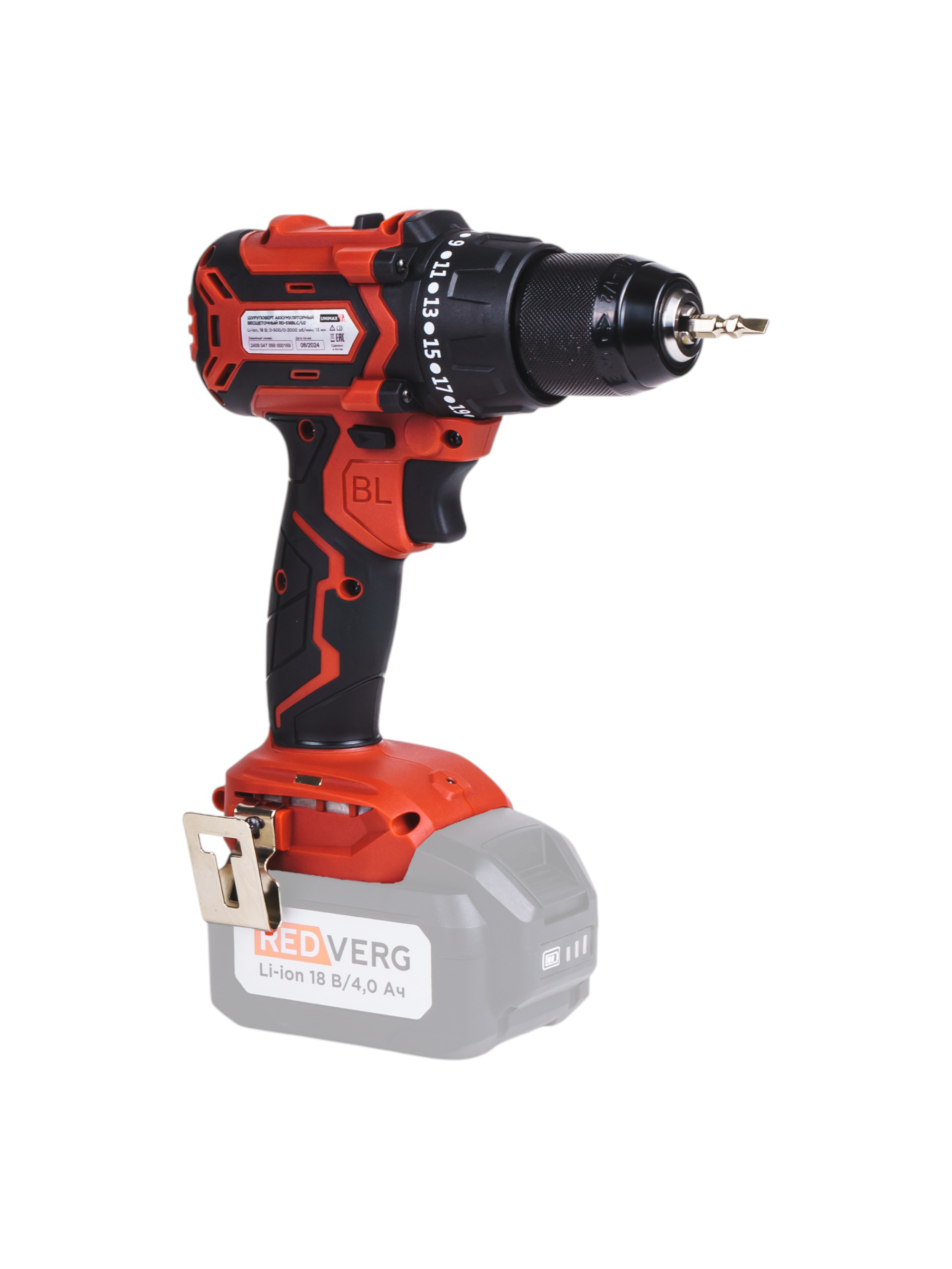 Шуруповерт аккумуляторный бесщеточный REDVERG RD-S18BLC/U2 (без акк, без з/у)