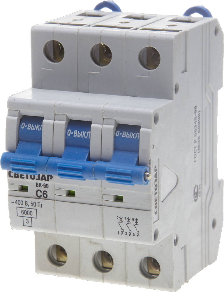 СВЕТОЗАР ВА-60, 3P, 6А, C, 6кА, автоматический выключатель (SV-49063-06-C)