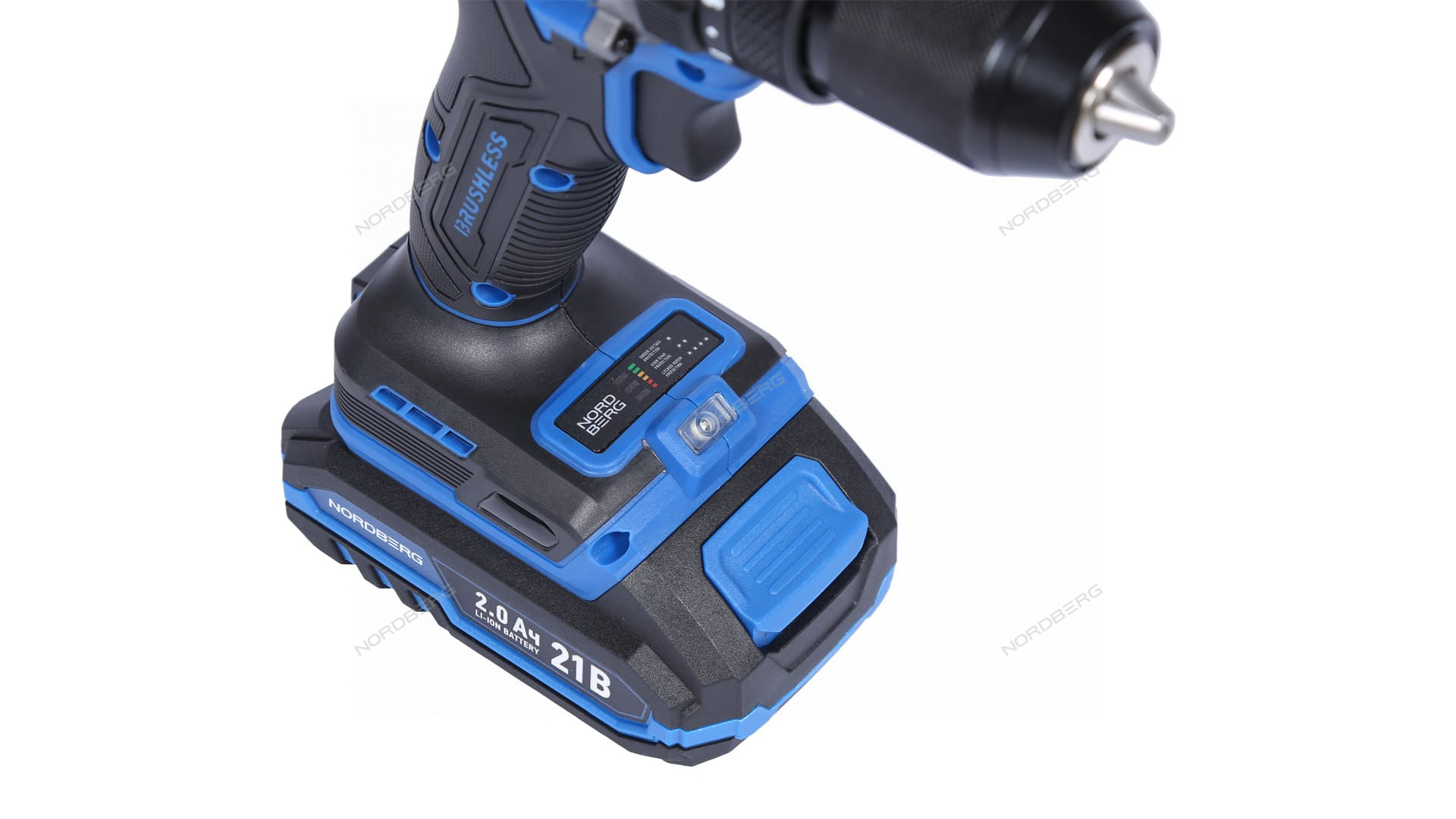 Шуруповерт аккумуляторный макс.диам. сверла 13 мм, 21 В, 70 Нм с 2 аккумуляторами и зарядным уст-вом NORDBERG NE106K