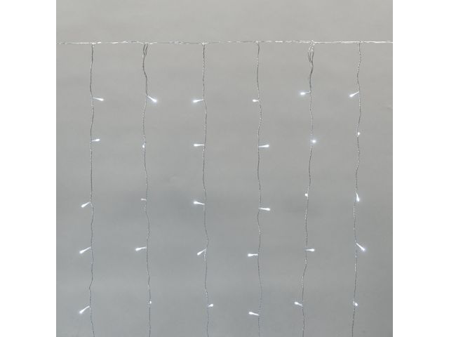 Гирлянда "Дождь" 2х1,5 м, 15 нитей, 10LED/нить, IP44, прозрачный ПВХ, белое свечение NEON-NIGHT