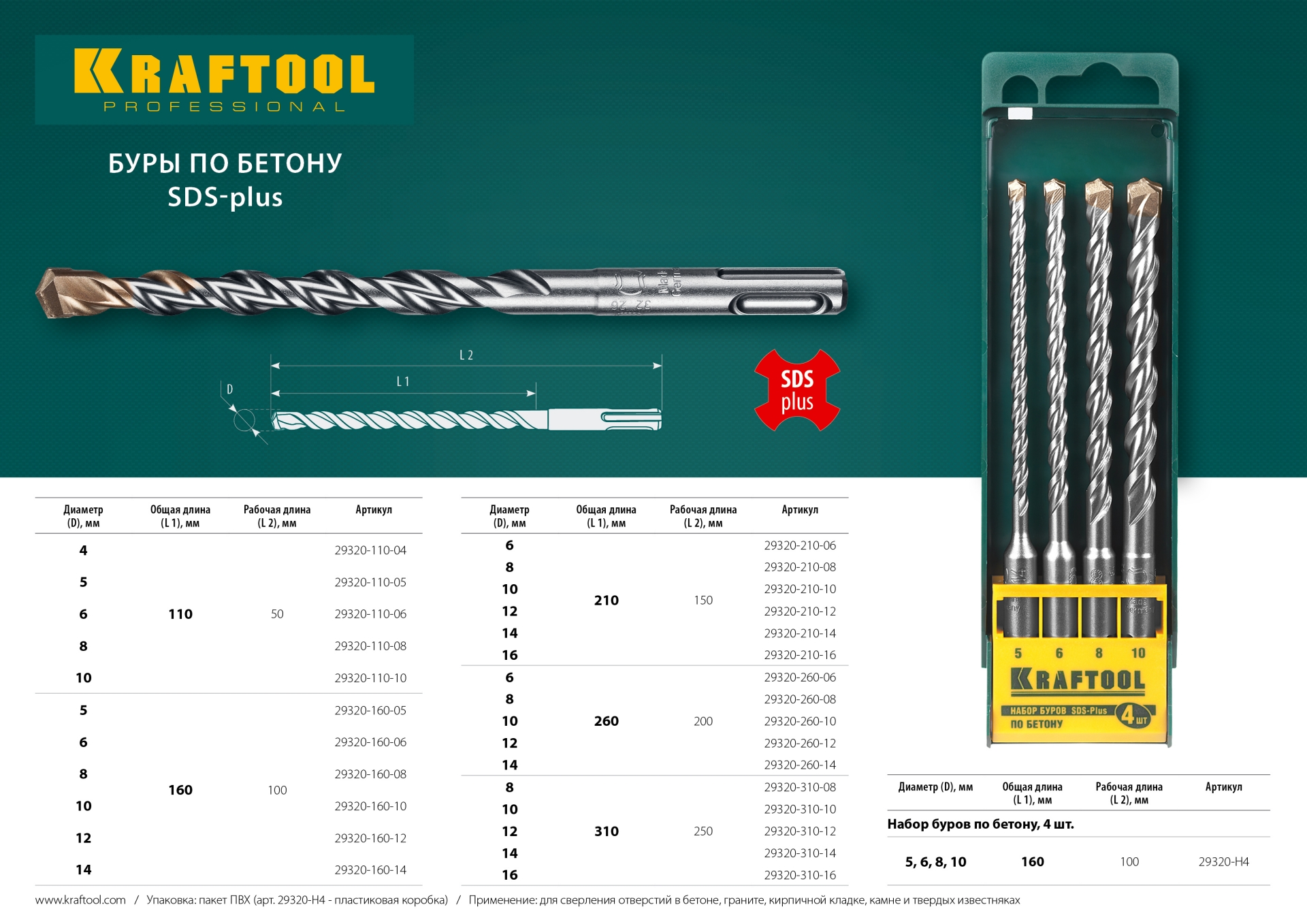 KRAFTOOL Expert, 8 х 160 мм, SDS-plus бур (29320-160-08)