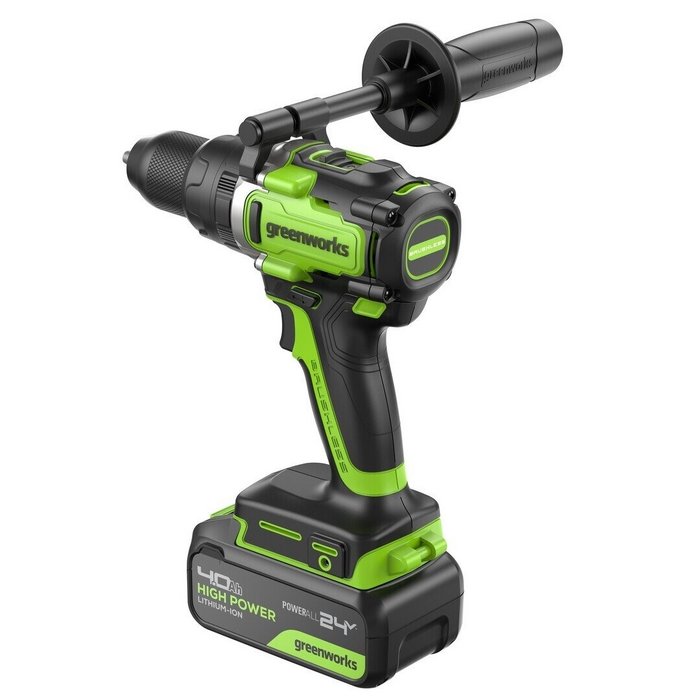 Дрель-шуруповерт ударная аккумуляторная Greenworks GD24DD140 (2АКБ 4Ач,ЗУ)