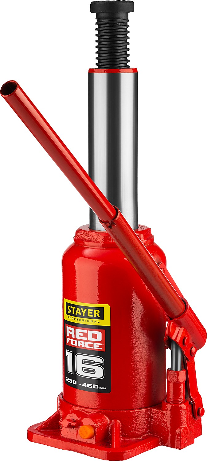 STAYER RED FORCE, 16 т, 230 - 460 мм, бутылочный гидравлический домкрат, Professional (43160-16)