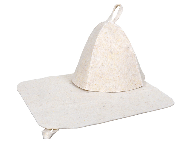 Набор для бани из 2-х предметов (шапка, коврик), белый, Hot Pot (42006) (HOT POT)