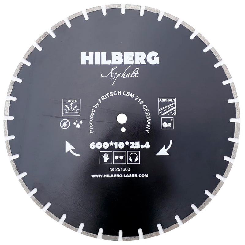 Диск алмазный Hilberg 600*25,4*12 Hard Materials Лазер асфальт 251600
