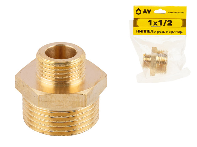 Ниппель ред. 1" нар. х 1/2" нар., AV Engineering (инд. упак.) (AVE303010)