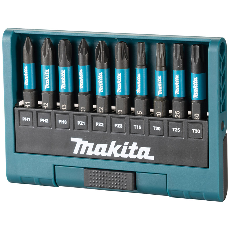 Набор бит Makita Impact Black 50 мм 10 шт.(PH1,PH2,PH3,PZ1,PZ2,PZ3,T15,T20,T25,T30 )