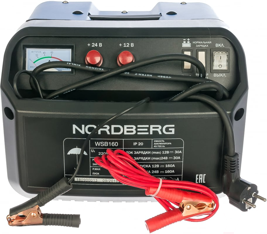 Пуско-зарядное устройство 12/24 В, 160 A NORDBERG WSB160