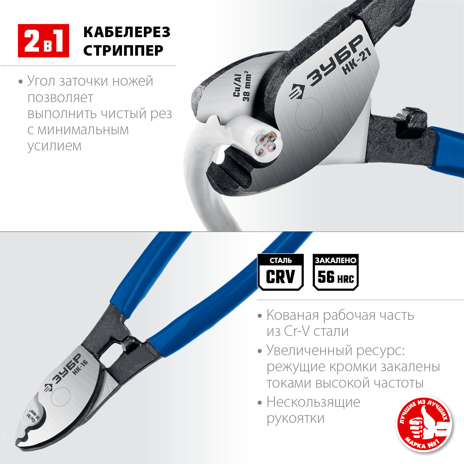 ЗУБР НК-21, d 11 мм, 210 мм, кабелерез, Профессионал (23343-20)