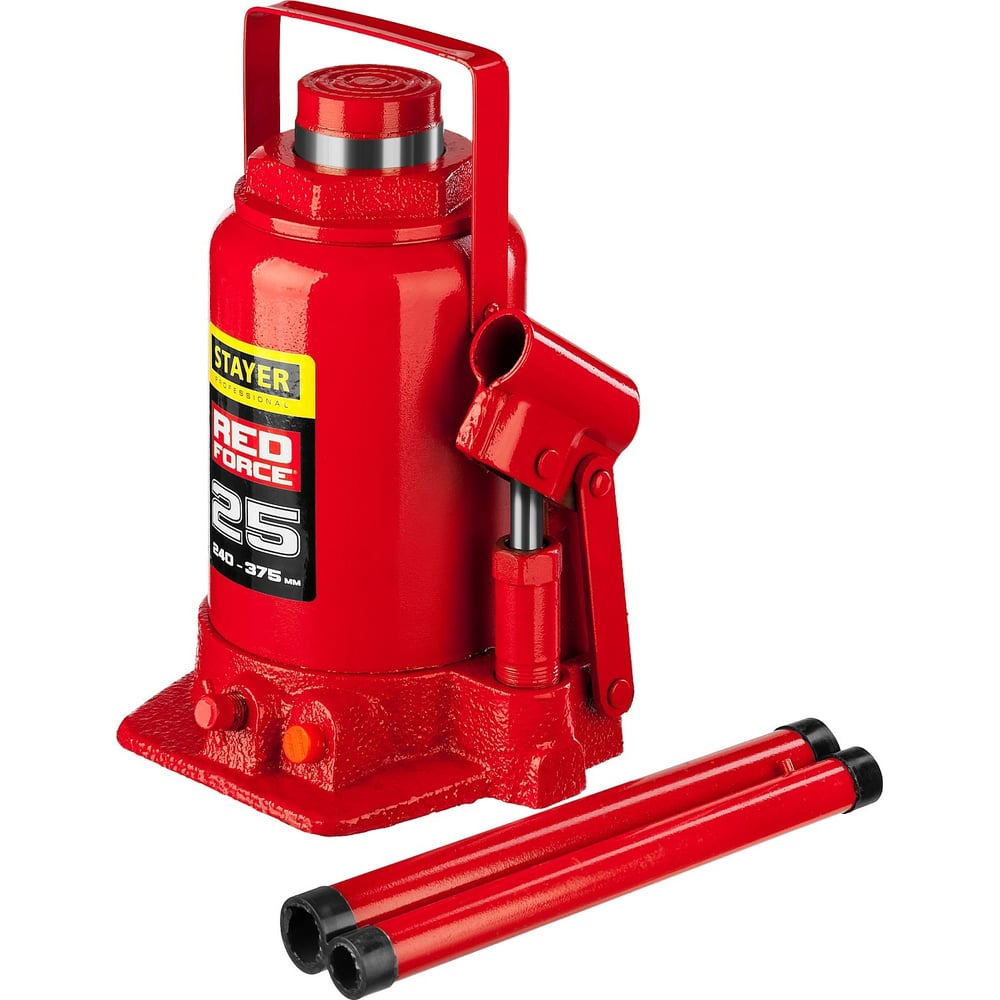 STAYER RED FORCE, 25 т, 240 - 375 мм, бутылочный гидравлический домкрат, Professional (43160-25)