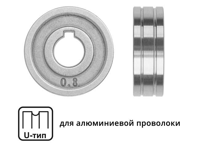 Ролик подающий ф 30/10 мм, шир. 10 мм, проволока ф 0,8-1,0 мм (U-тип) (для мягкой проволоки: алюминий) (WA-2439) (SOLARIS)