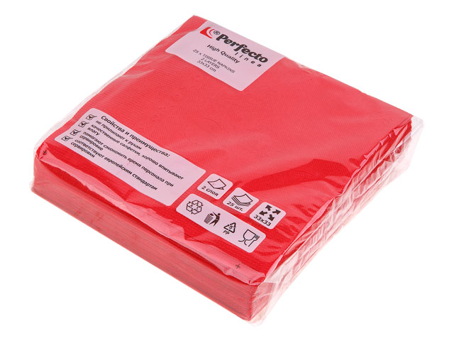 Салфетки бумажные PRO COLOUR, 25 шт., красные, PERFECTO LINEA (66-001270)