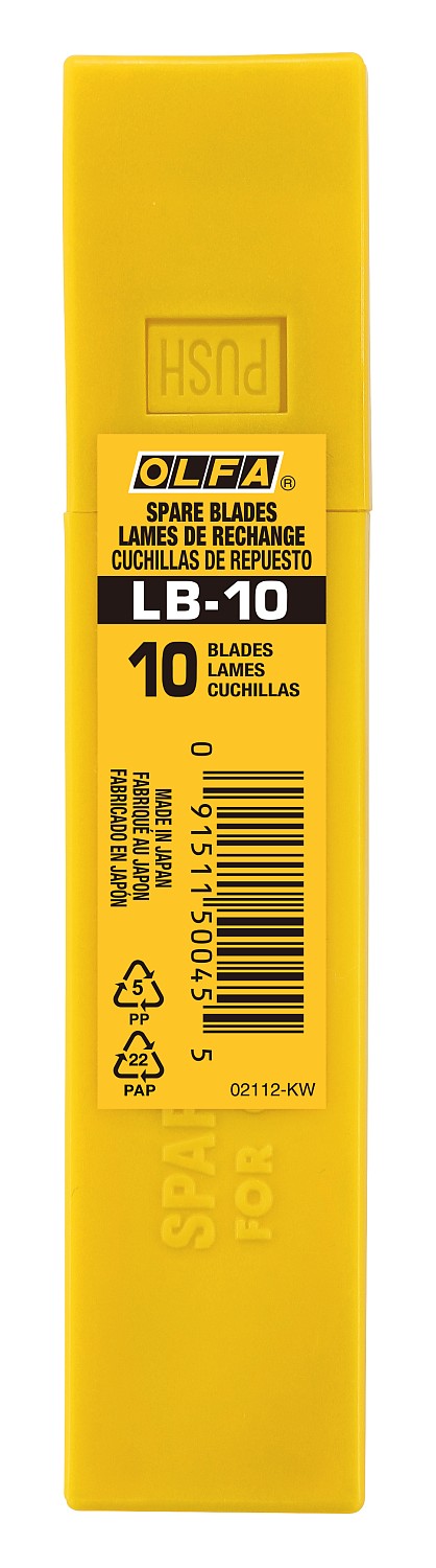 OLFA 18 мм, 10 шт, в пластиковом кейсе, сегментированные лезвия (OL-LB-10)