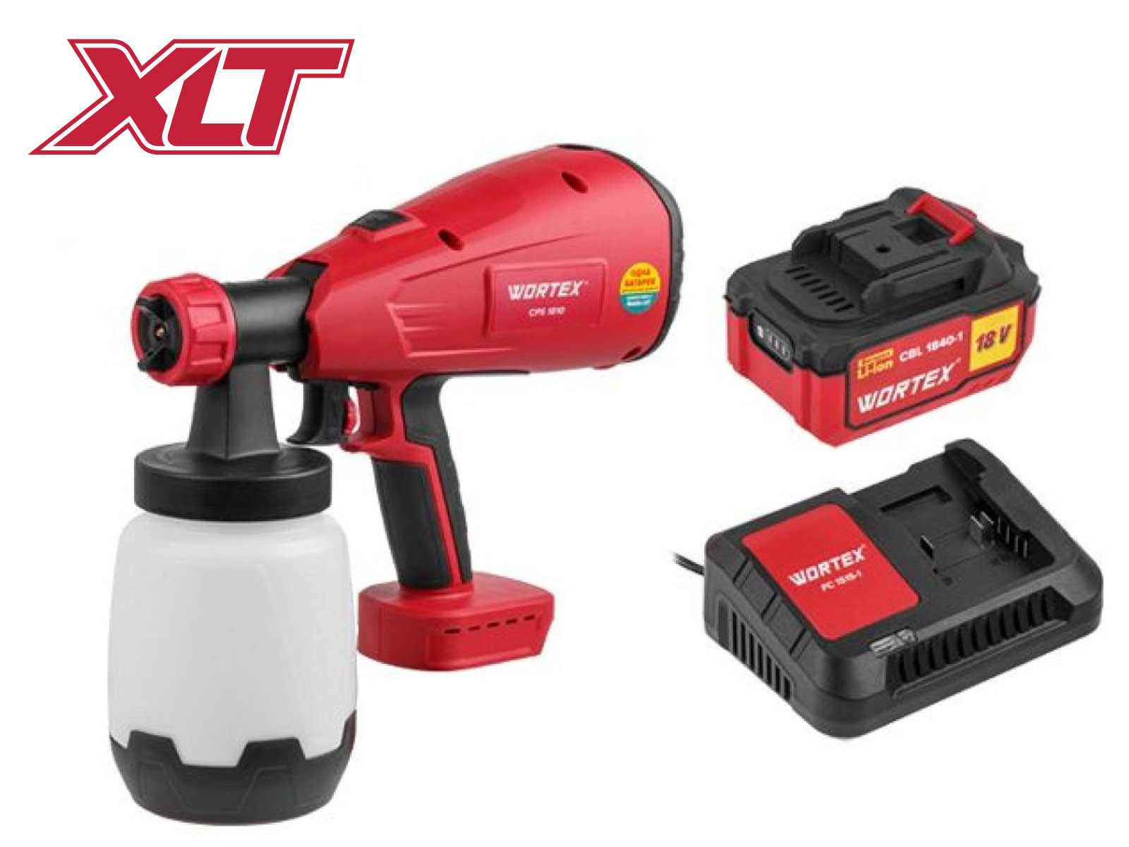 Аккум. краскораспылитель WORTEX CPS 1810 в кор. ALL1 МЕГА АКЦИЯ 18В, 1 акк., 4 Ач, 700 мл/мин, 1 л б