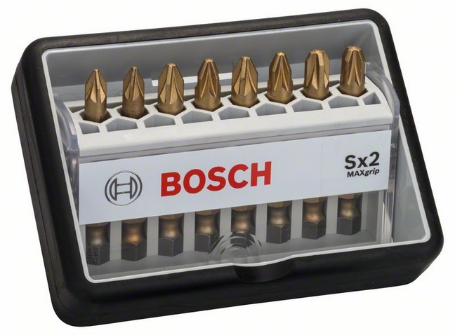 Набор бит Bosch 8шт TIN PZ1/PZ2/PZ3 49мм Robust Line (571)