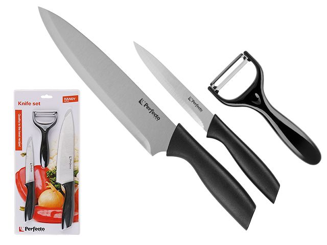 Набор ножей 3 шт. (нож кух.31.5 см, нож кух.22.5 см, нож для овощей 14.5 см), Handy, PERFECTO LINEA (21-162301)