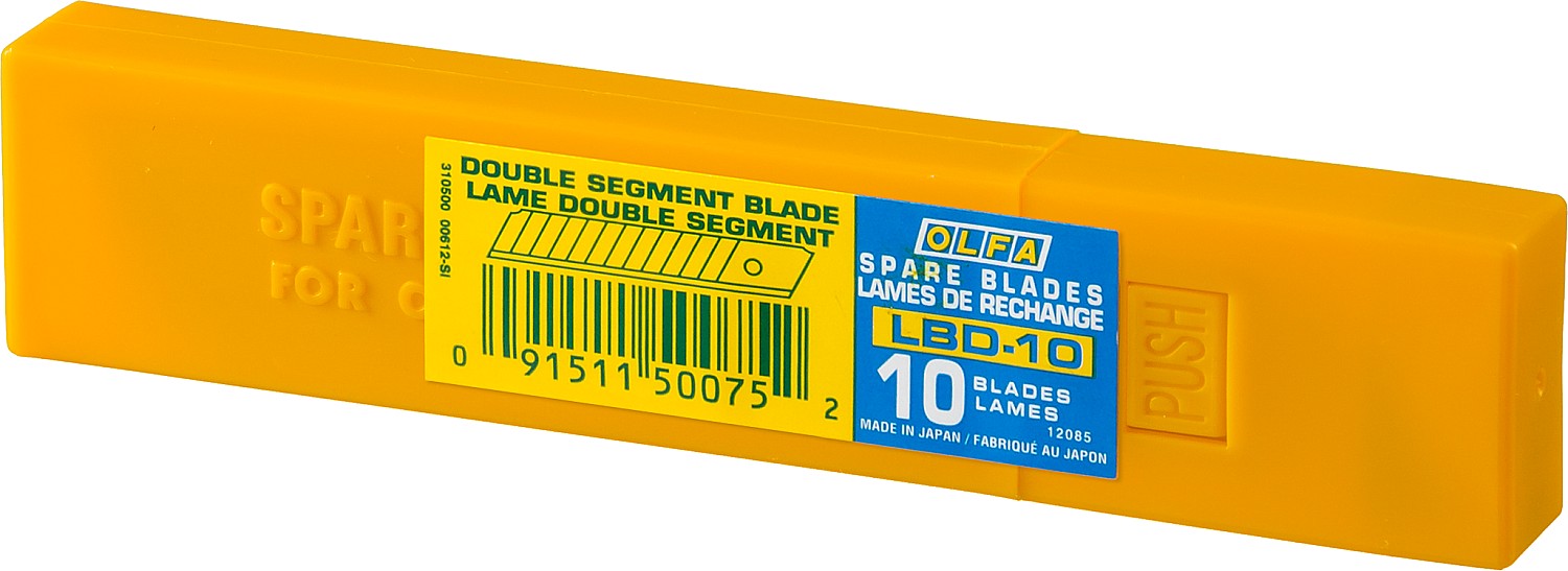 OLFA 18 мм, 10 шт, в пластиковом кейсе, 15 сегментов, сегментированные лезвия (OL-LBD-10)