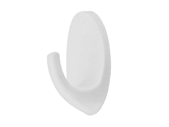 Крючок-вешалка самоклеющийся, однорожковый, 5 шт., белый, GARDENPLAST