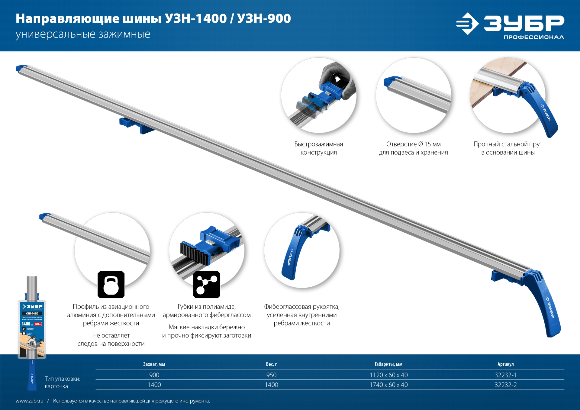 ЗУБР УЗН-90, 900 мм, направляющая шина, Профессионал (32232-1)