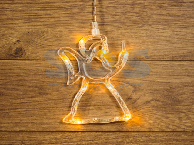 Фигура светодиодная "Ангелок" на присоске с подвесом, цвет ТЕПЛЫЙ БЕЛЫЙ (Класс защиты 3, IP20, Тип питания: батарейки) (501-015) (NEON-NIGHT)