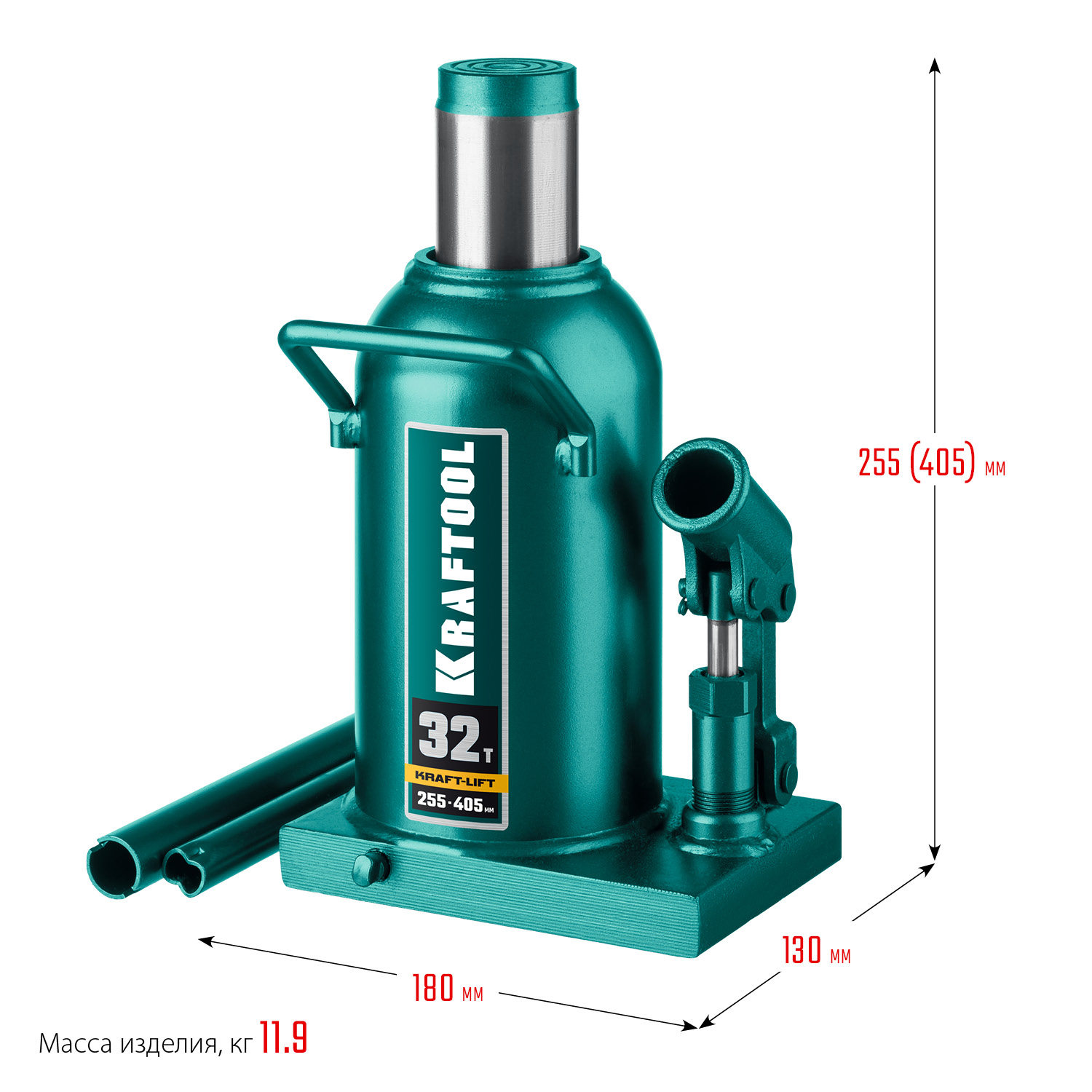 KRAFTOOL KRAFT-LIFT, 32 т, 255 - 405 мм, бутылочный гидравлический домкрат (43462-32)
