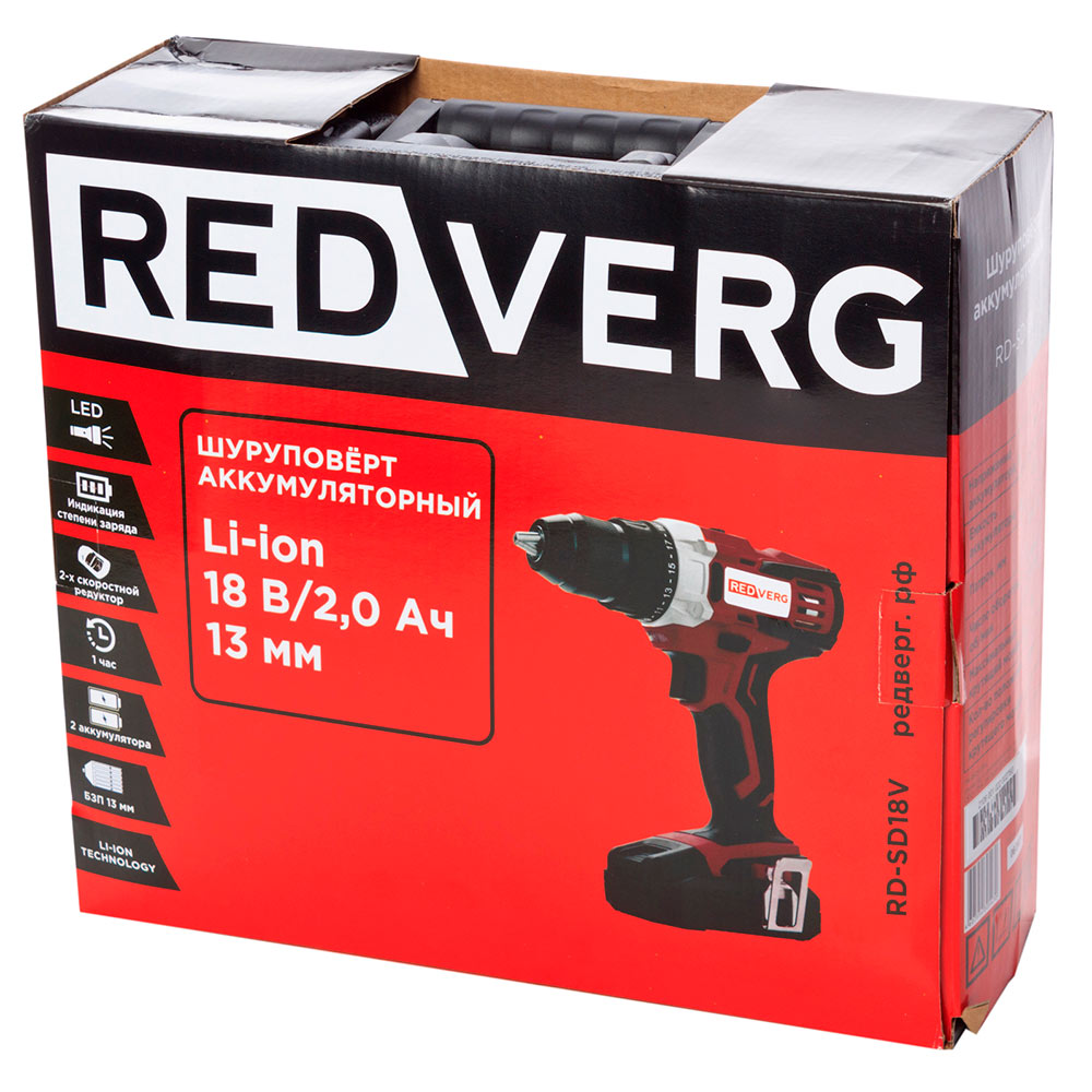 Шуруповерт аккумуляторный REDVERG RD-SD18V