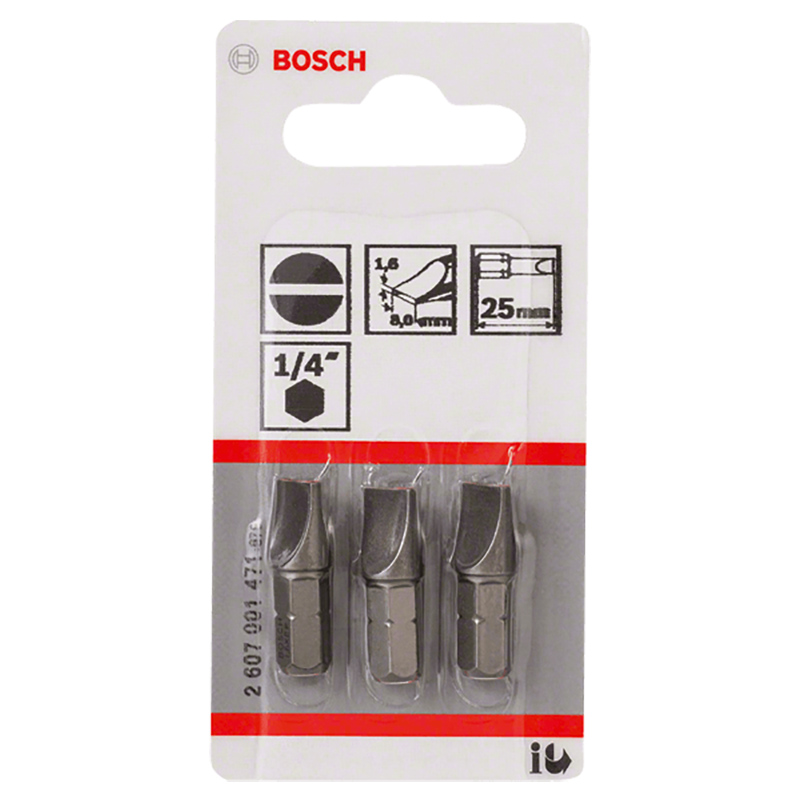 Набор бит Bosch 3шт 25ММ S 1.6Х8.0 XH (471)