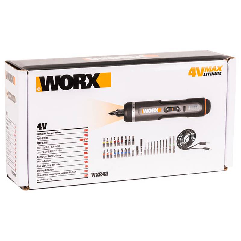 Отвертка аккумуляторная WORX WX242, 4В, 5Нм, 2Ач, набор оснастки