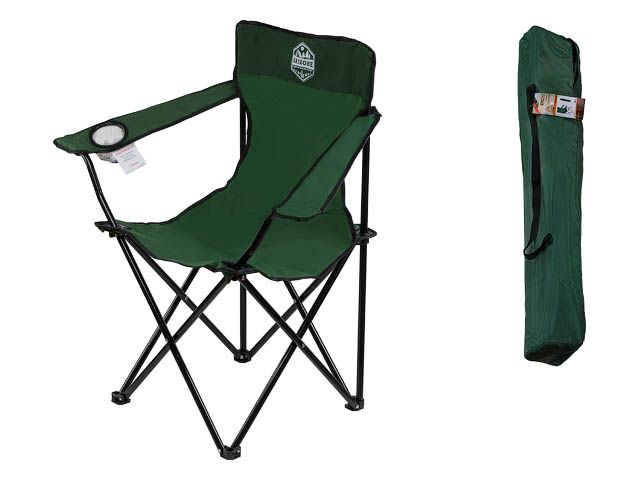 Кресло складное кемпинговое с держателем для бутылок + чехол, зеленое, серия Coyote, ARIZONE (42-808200)