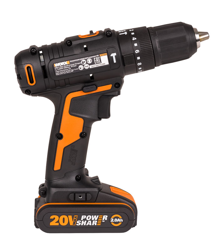 Дрель-шуруповерт ударная аккумуляторная WORX WX370, 50Нм, 20В, 2Ач x2, ЗУ 2А, кейс