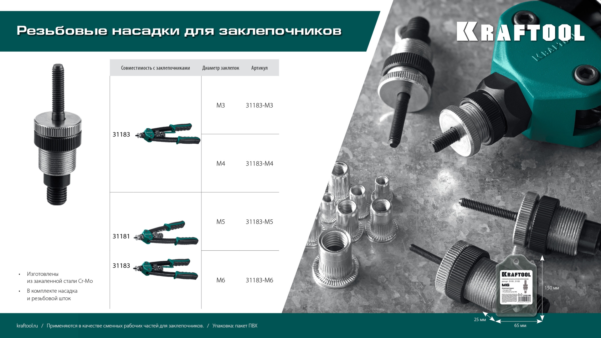 KRAFTOOL сменная насадка М4 для заклепочника NUT-12 (31183-M4)
