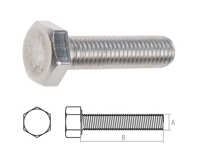 Болт М10х40 шестигр., нерж.сталь (А2), DIN 933 (50 шт в уп.) (SM-18805-50) (STARFIX)