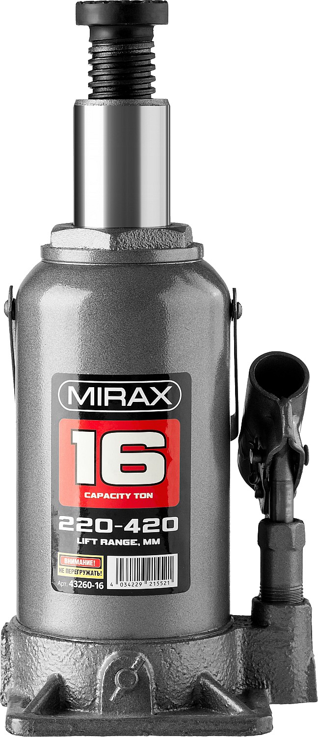 MIRAX 16т, 220-420 мм домкрат бутылочный гидравлический