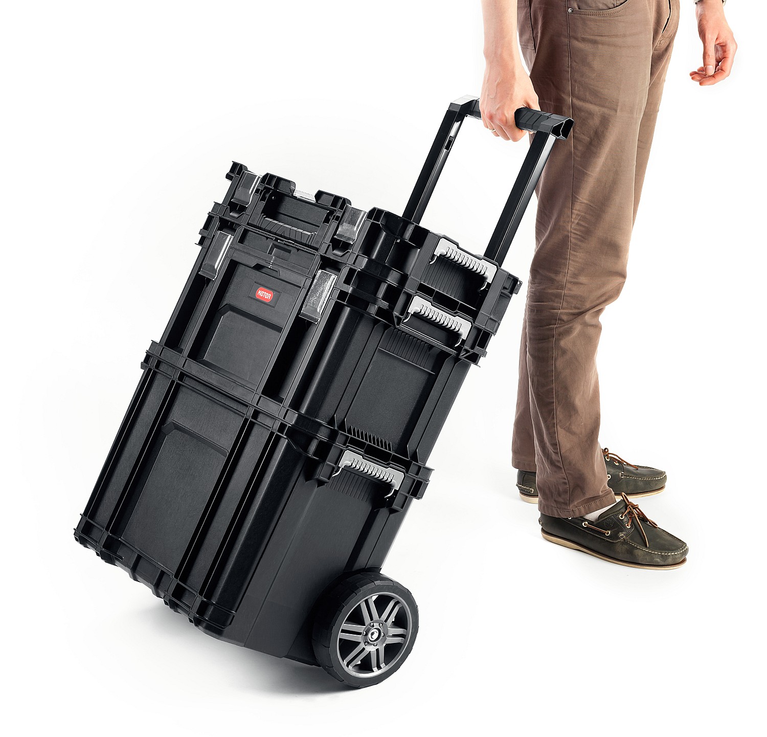 KETER SMART ROLLING, 564 х 373 х 700 мм, (22″), набор пластиковый ящик-тележка + ящик для инструментов + ящик органайзер (38390-22)