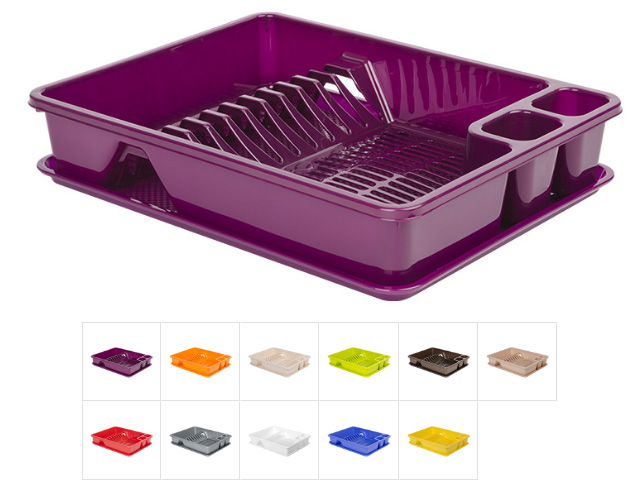 Сушилка для посуды с поддоном 33х43 см, DRINA (цвета в ассортименте) (10168)
