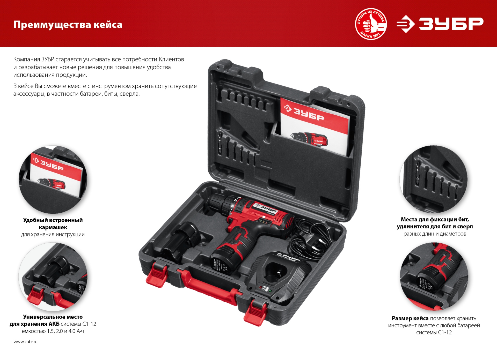 ЗУБР С1-12, 12 В, 30 Н·м, 2 АКБ (2 А·ч), дрель-шуруповерт, кейс (ДШЛ-125-22)