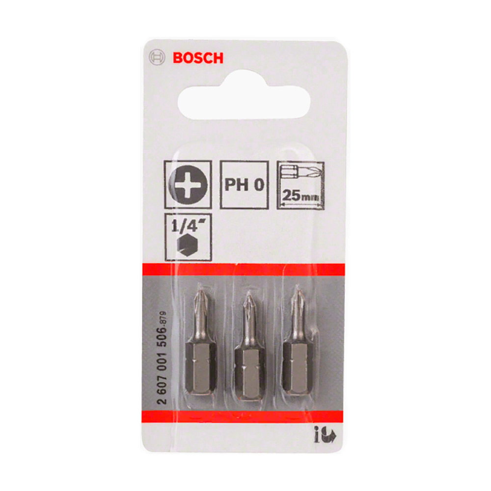Набор бит Bosch 3шт 25ММ PH0 XH (506)