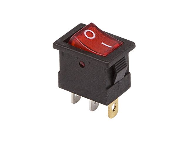 Выключатель клав. 12V 15А (3с) ON-OFF красный с подсветкой Mini (RWB-206-1, SC-768)(уп. 3 шт)REXANT (36-2170)